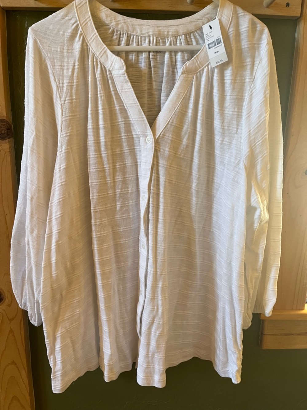 Lane Bryant white  Button-Front Textured Tunic